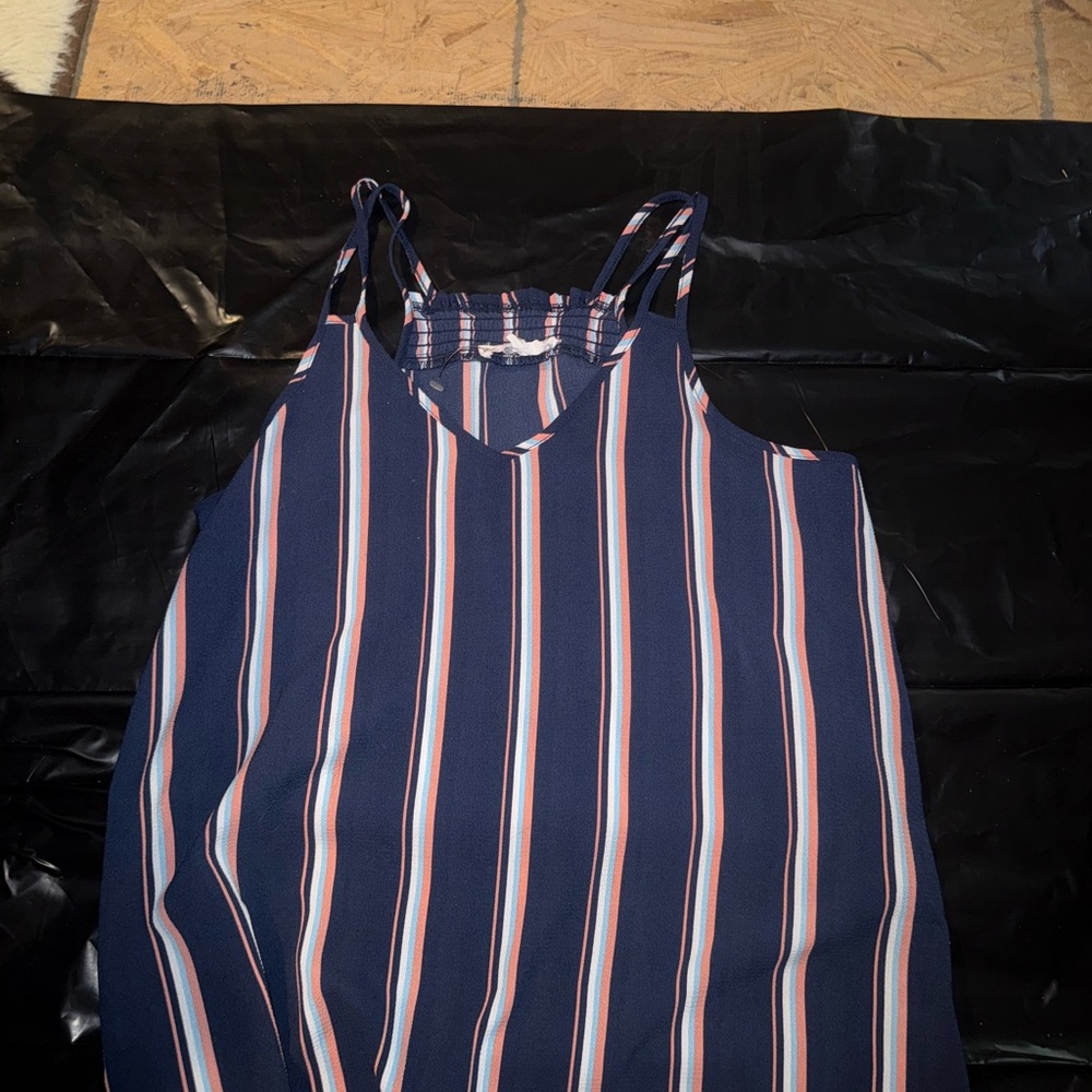 Pink Rose Navy and Coral Striped Top